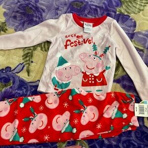 Peppa Pig Festive Kids Pajamas - Red and White